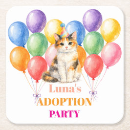 保護猫の里親会・お迎え記念・三毛猫グッズ スクエアペーパーコースター