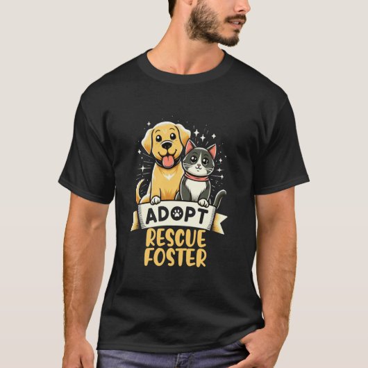 保護猫+保護犬+動物愛護団体 Tシャツ (正面)