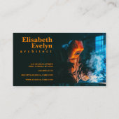 保護用メタルマスクを着けた人の溶接 名刺 (裏面)