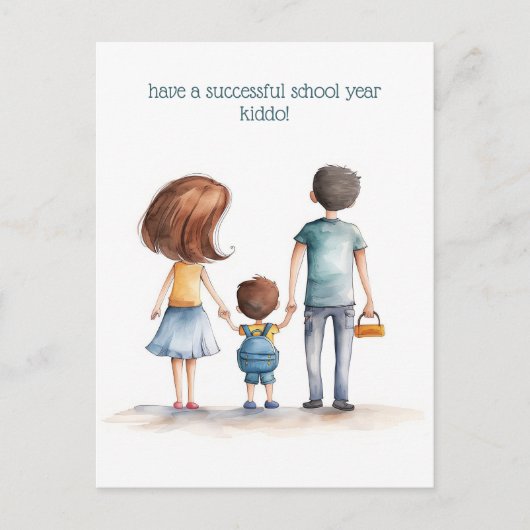 保護者と小学生 ポストカード (正面)