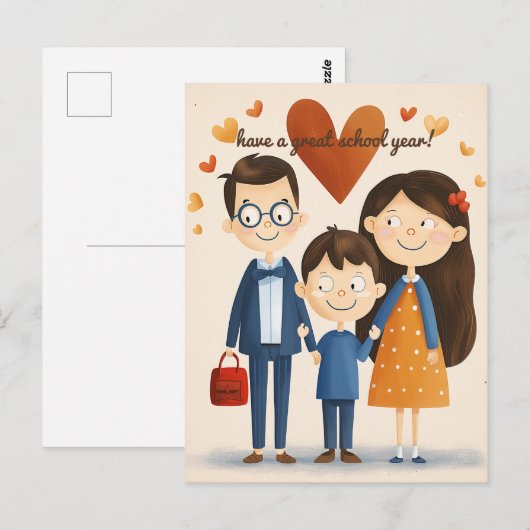 保護者と小学生 ポストカード (正面/裏面)