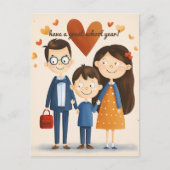 保護者と小学生 ポストカード (正面)