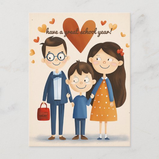 保護者と小学生 ポストカード (正面)