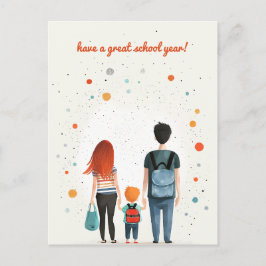 保護者と小学生 ポストカード