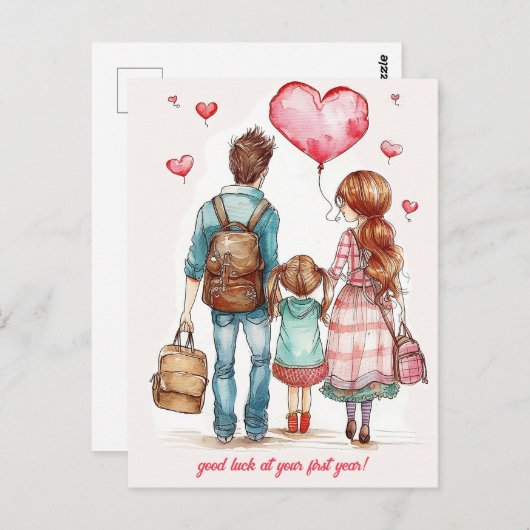 保護者と小学生 ポストカード (正面/裏面)