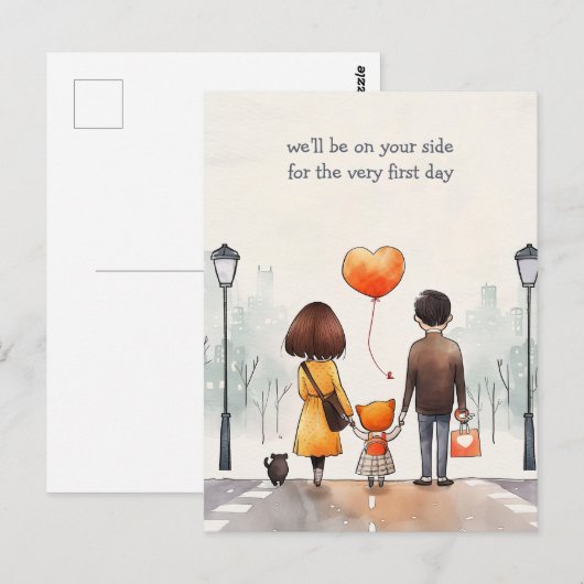 保護者と小学生 ポストカード (正面/裏面)