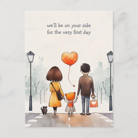 保護者と小学生 ポストカード (正面)