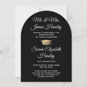 保護者によるブラック&金ゴールド写真の卒業発表 招待状 (正面)