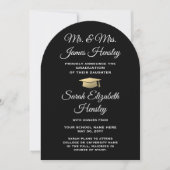 保護者によるブラック&金ゴールド写真の卒業発表 招待状 (正面)