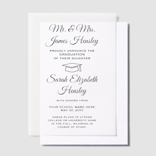 保護者によるVellumの卒業発表から ベラム紙招待状 (オフセット)