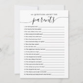 保護者に関する20問Baby Shower Game Card 招待状 (正面)