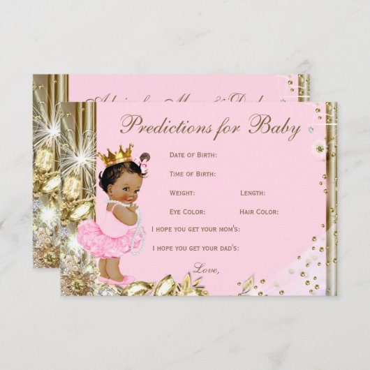 保護者のための女の子の予測とアドバイス赤ちゃんシャワー アドバイスカード (正面/裏面)