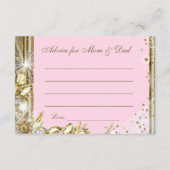 保護者のための女の子の予測とアドバイス赤ちゃんシャワー アドバイスカード (裏面)