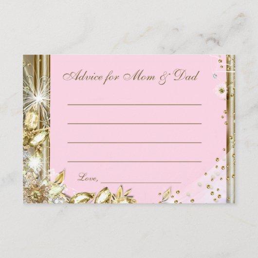 保護者のための女の子の予測とアドバイス赤ちゃんシャワー アドバイスカード (裏面)