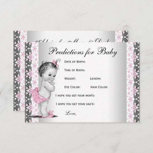 保護者のための女の子の予測とアドバイス赤ちゃんシャワー アドバイスカード (正面/裏面)