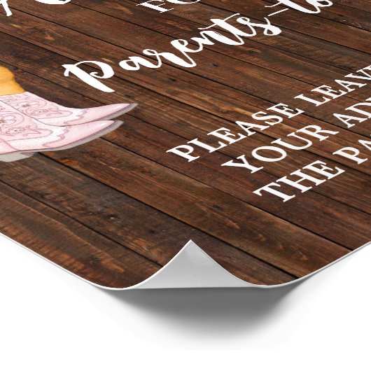 保護者のアドバイス女性のカーボーイの赤ちゃんシャワー ポスター (角)