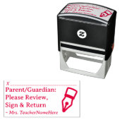 "保護者の方：レビュー、サイン、リターンをお願い" セルフインキングスタンプ (インサイチュ)