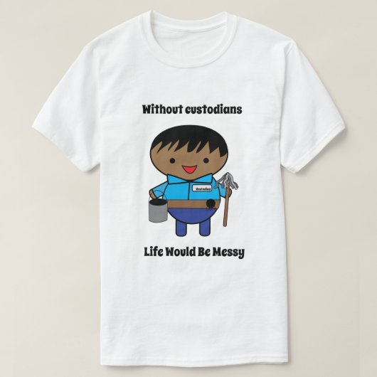 保護者の清掃員が黒に個人用に設定おもしろいする Tシャツ (デザイン正面)