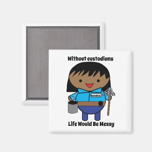 保護者の管理人の女性の黒いかわいいのパーソナライズ マグネット (正面/裏面)