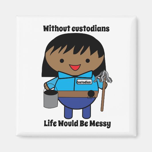 保護者の管理人の女性の黒いかわいいのパーソナライズ マグネット (正面)