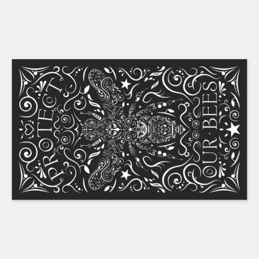 保護蜂 長方形シール (正面)