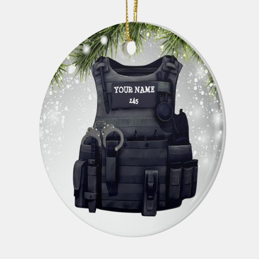 保護警察防弾ベスト警察官 セラミックオーナメント (左)