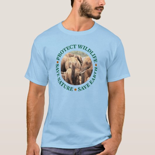 保護野生生物救の自然救、地球Tシャツ Tシャツ (正面)