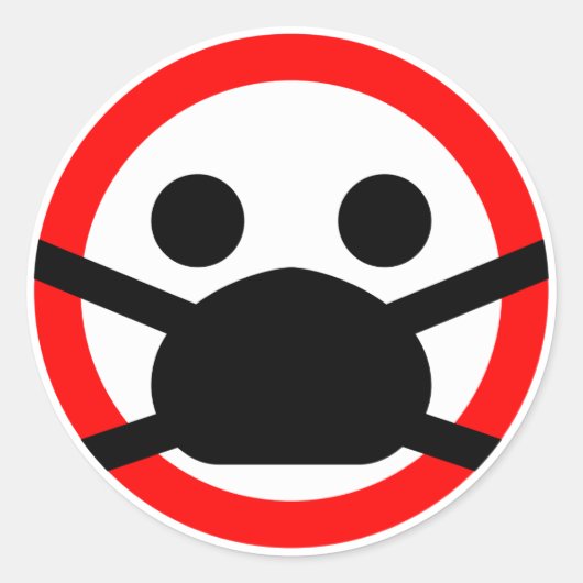 😷保護顔マスク警告標識 ラウンドシール (正面)