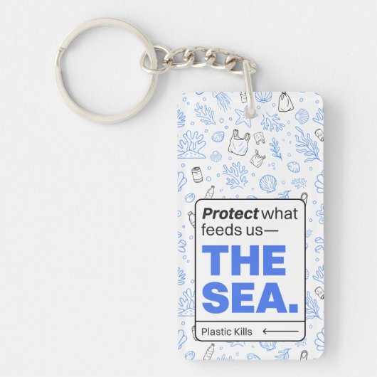 保護食べ物を与え海 | 海汚染 キーホルダー (正面)
