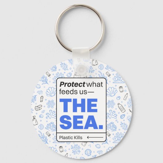 保護食べ物を与え海 | 海汚染 キーホルダー (正面)