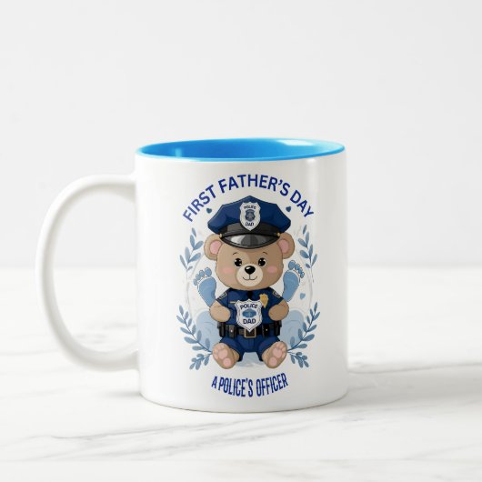 ☕💙「保護By Daddy's Badge」 – ファースト父の ツートーンマグカップ (左)