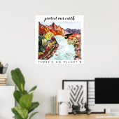 保護OUR EARTH Zion National Park Water Color ポスター (ホームオフィス)
