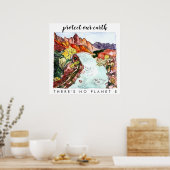 保護OUR EARTH Zion National Park Water Color ポスター (キッチン)