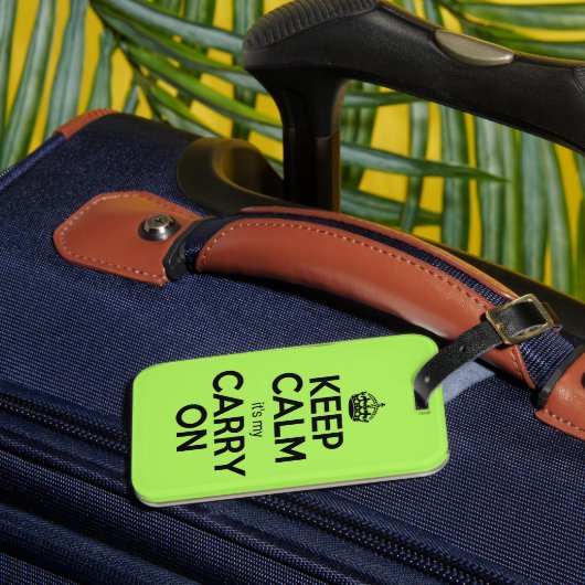 保運私のライムグおもしろい・グリーン ラゲッジタグ (正面インサイチュ3)
