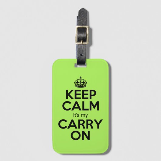 保運私のライムグおもしろい・グリーン ラゲッジタグ (正面縦)