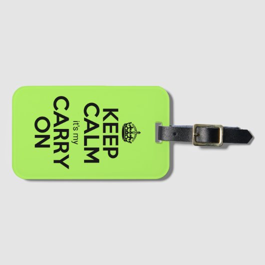 保運私のライムグおもしろい・グリーン ラゲッジタグ (正面横)
