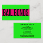 保釈ボンドのネオングリーンとホットピンクの名刺 名刺 (正面/裏面)