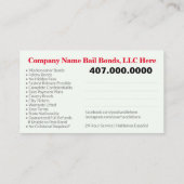 保釈保証金写真ビジネスカスタマイズカードテンプレート 名刺 (裏面)