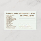 保釈保証金写真ビジネスカスタマイズカードテンプレート 名刺 (裏面)