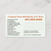 保釈保証金写真ビジネスカスタマイズカードテンプレート 名刺 (裏面)