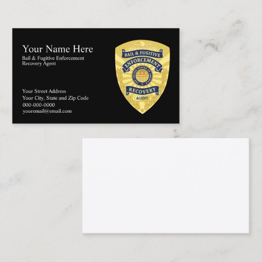 保釈金および逃亡犯罪人回収代理人の名刺 名刺 (正面/裏面)