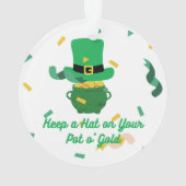 保金ゴールドのポットに帽子 オーナメント (裏面)