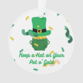 保金ゴールドのポットに帽子 オーナメント (正面)
