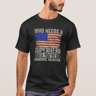 保険おもしろいアジャスタースーパーヒーローヴィンテージティー Tシャツ