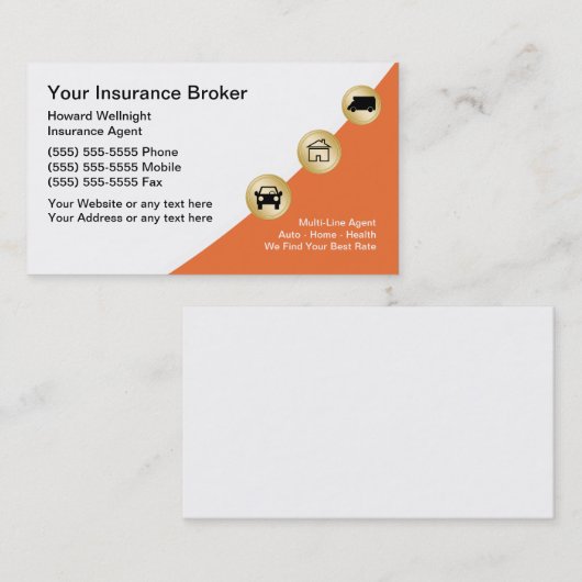 保険モダン仲介業者名刺 名刺 (正面/裏面)