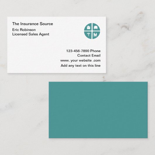 保険代理モダン人シンプル名名刺 名刺 (正面/裏面)