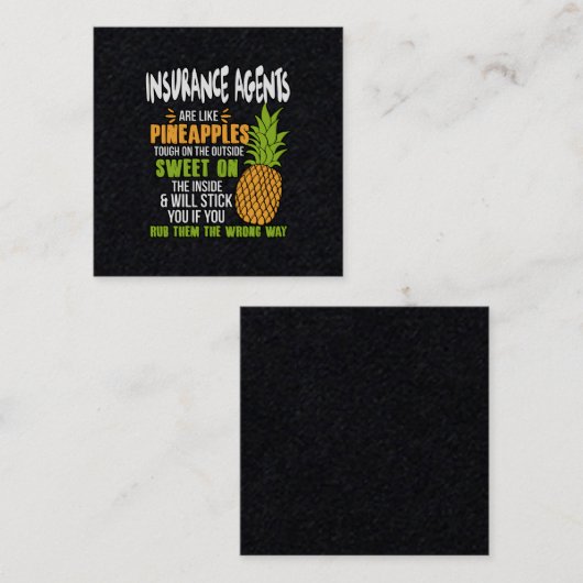 保険代理店はパイナップルのようです。 スクエア名刺 (正面/裏面)