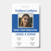 保険代理店バッジ前面および背面青4ロゴ バッジ (裏面)