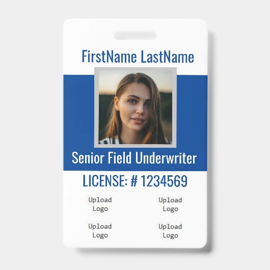 保険代理店バッジ前面および背面青4ロゴ バッジ (正面)