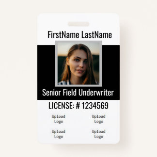 保険代理店バッジ前面および背面黒4ロゴ バッジ